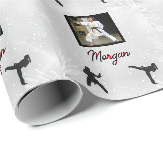 Papier Cadeau Karate Winter Wonder Photo et nom personnalisés