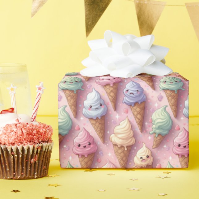 Papier Cadeau Kawaii Art Ice Cream Cones (Fête d'anniversaire)