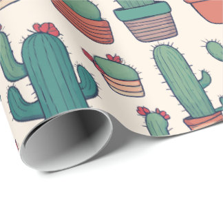 Papier Cadeau Kawaii Cactus Conception Motif
