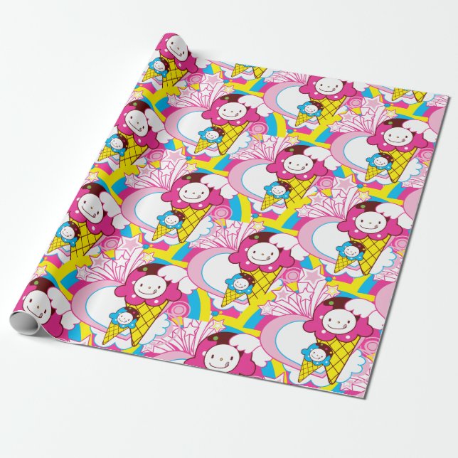 Papier Cadeau Kawaii Crème de glace Uber mignonne (Déroulé)