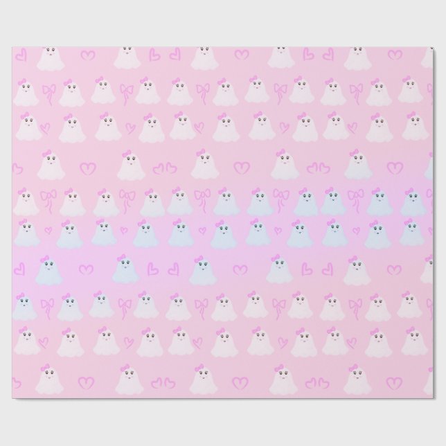 Papier Cadeau Kawaii Halloween | Cute Pastel Ghosts (Plat)