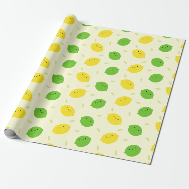 Papier Cadeau Kawaii Lemons & Limons (Déroulé)