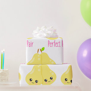 Papier Cadeau Kawaii Pear Couple Parfait Paire Funny Pun