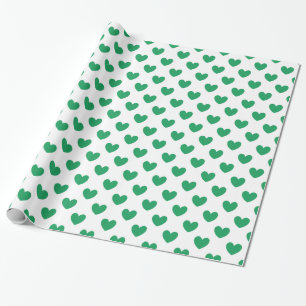 Papier Cadeau Kelly Coeurs polka vert sur blanc