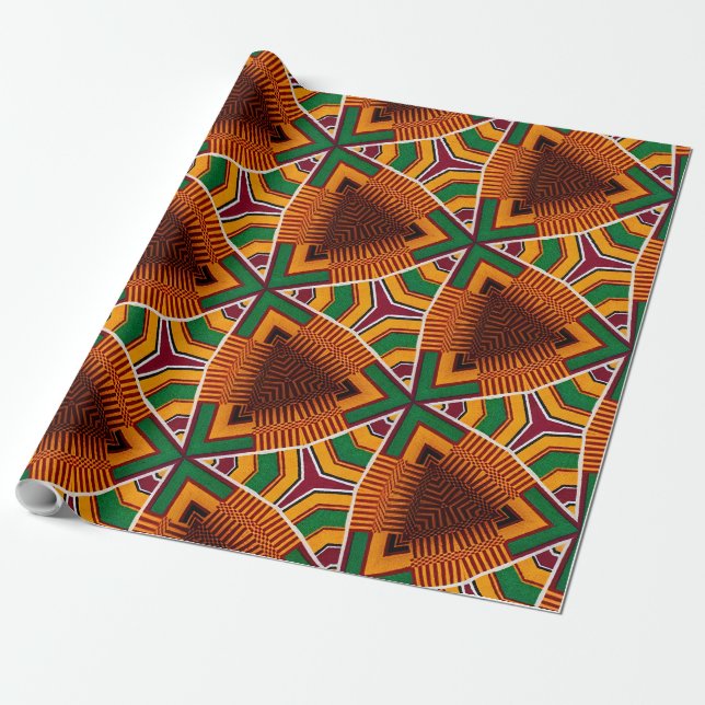 Papier Cadeau Kente Géométrie Kwanza Afrocentric (Déroulé)