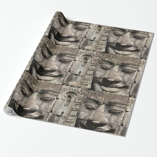Papier Cadeau Khmer Stone Face ... Temple de Bayon, Cambodge (Déroulé)