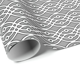 Papier Cadeau Kimono imprimé, gris, blanc et noir