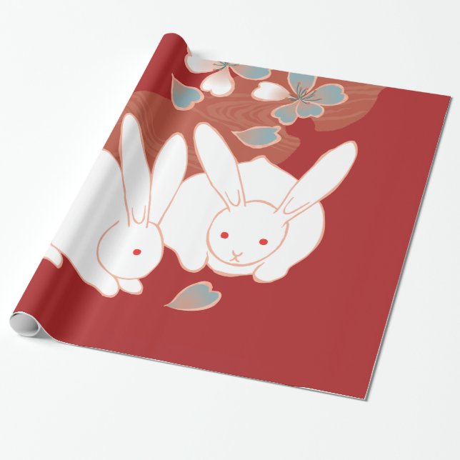 Papier Cadeau Kimono japonais Cute Rabbits Art (Déroulé)