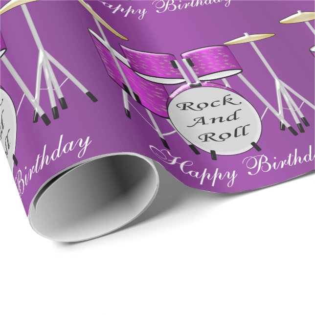 Papier Cadeau Kit de tambour Anniversaire (Coin rond)