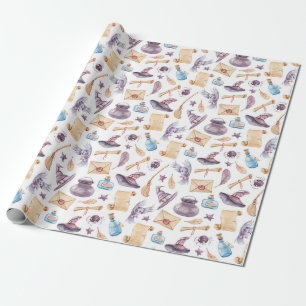 Papier Cadeau Kit école de sorcière Motif d'aquarelle papier