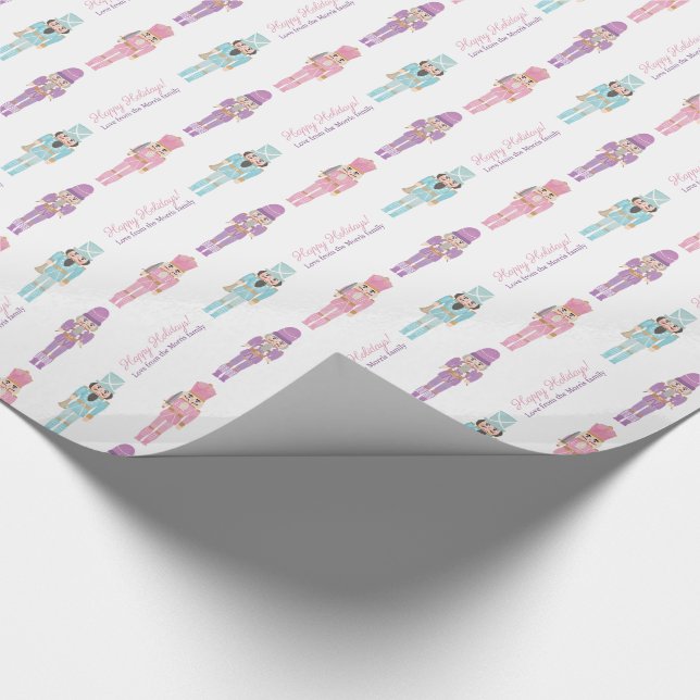 Papier Cadeau Kitsch Casse-Noix Soldats En Bois Joyeux Vacances (Coin)