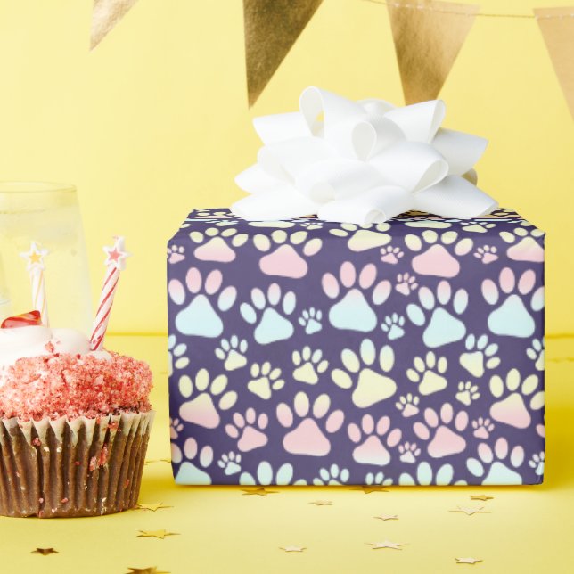 Papier Cadeau Kitten Empreintes de pattes (Fête d'anniversaire)
