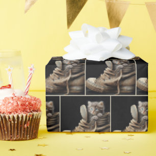 Papier Cadeau Kitten En Vieux Basket