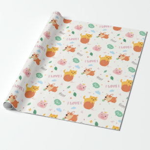 Papier Cadeau Kitten et Corgi Puppy