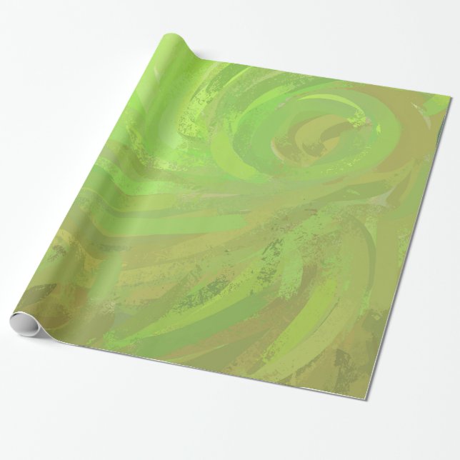 Papier Cadeau Kiwi Bash Green Swirl (Déroulé)