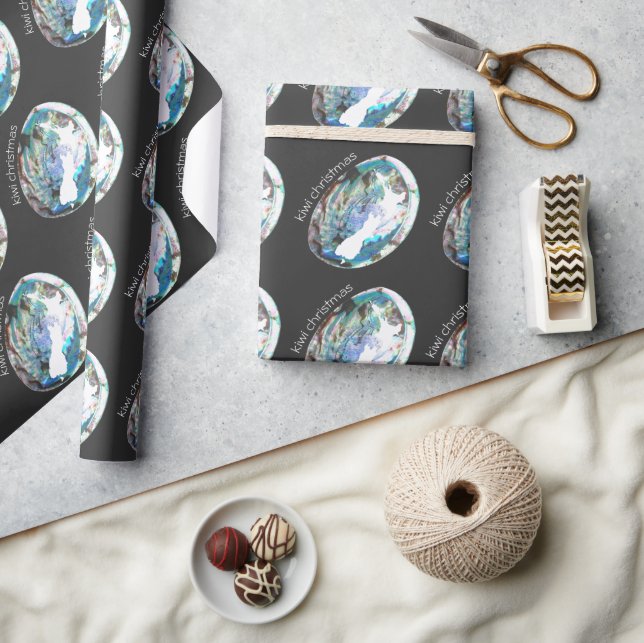 PAPIER CADEAU KIWI NOËL NOUVELLE-ZÉLANDE PAUA SHELL PERSONNALISÉ (Artisanat)