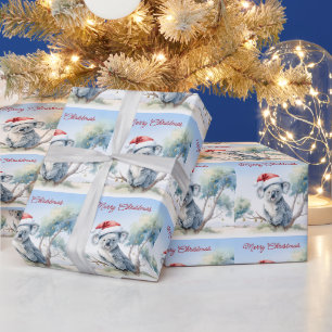 Papier Cadeau Koala assise dans un gommier Joyeux Noël
