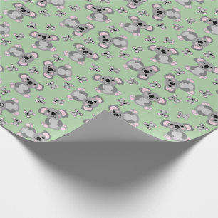 Papier Cadeau Koala Bear Baby shower vert genre neutre
