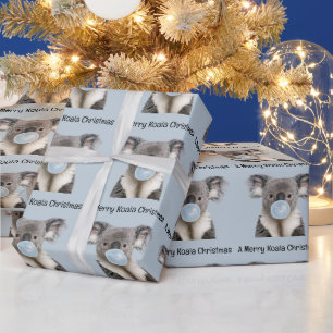Papier Cadeau Koala Blowa Blue Bubble gum Noël Salutation