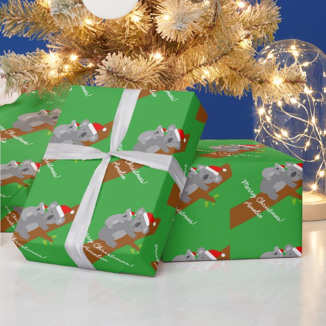Papier Cadeau Koala ours personnalisé Joyeux papier d'emballage  (Vacances)