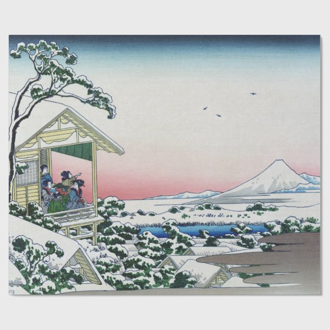 Papier Cadeau Koishikawa Tea House View Mt Fuji par Hokusai (Plat)