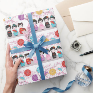 Papier Cadeau Kokeshi Dolls