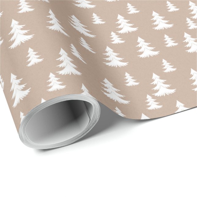 Papier Cadeau Kraft Hiver Blanc Noël Élégant Papier à enveloppem (Coin rond)