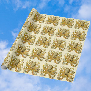 Papier Cadeau Kraken vintage, Octopus Gamochonia, Ernst Haeckel