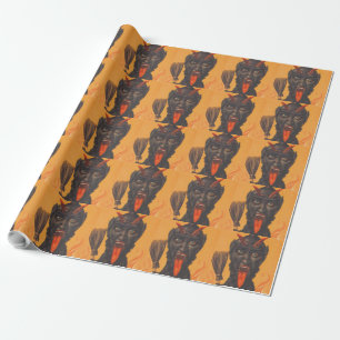 Papier Cadeau Krampus Balai Enfer Feu