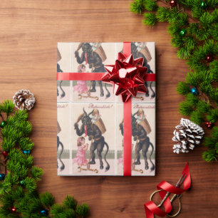 Papier Cadeau Krampus Filles bienveillantes Noël Vintage