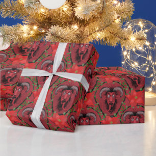 Papier Cadeau Krampus Poinsetta