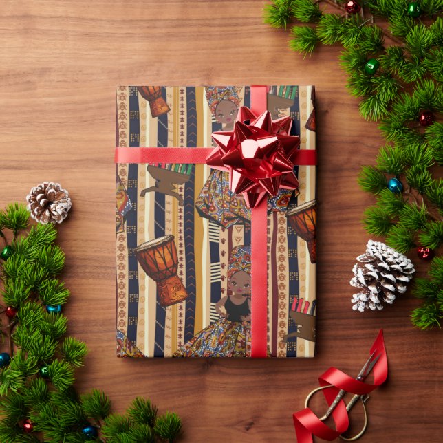Papier Cadeau Kwanza, Kente, Enveloppement de cadeaux (Cadeau de vacances)