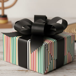 Papier Cadeau Kwanzaa rayé rouge, noir, vert et or