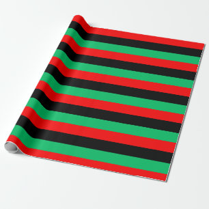 Papier Cadeau Kwanzaa Rouge Noir Vert rayures