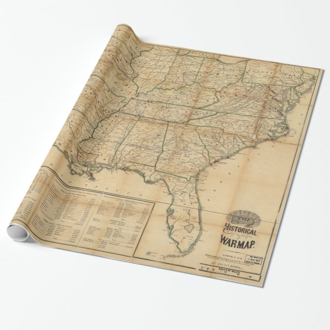 Papier Cadeau La carte historique de guerre civile (1862) (Déroulé)