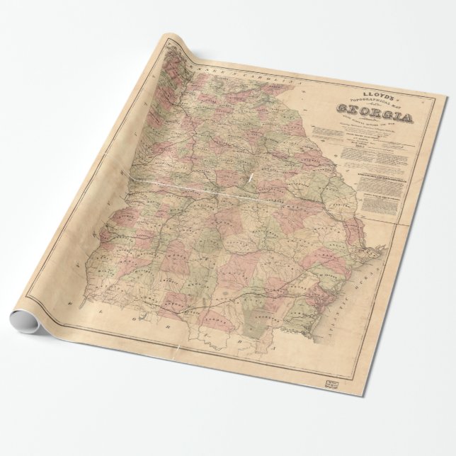 Papier Cadeau La carte topographique de Lloyd de la Géorgie (Déroulé)