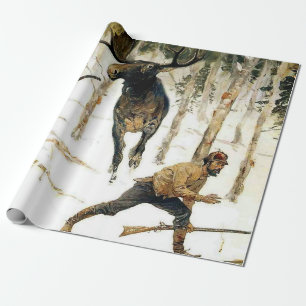 Papier Cadeau La chasse aux orignaux par Frederic Remington