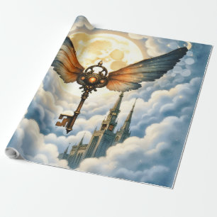 Papier Cadeau La Clé de l'Éternité – Ailes Steampunk 