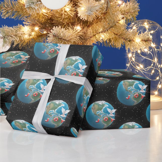 Papier Cadeau La Colombe Blanche Avec JOIE Sur Terre (Vacances)