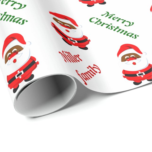 Papier Cadeau La coutume de Noël afro-américaine du Père Noël (Coin rond)