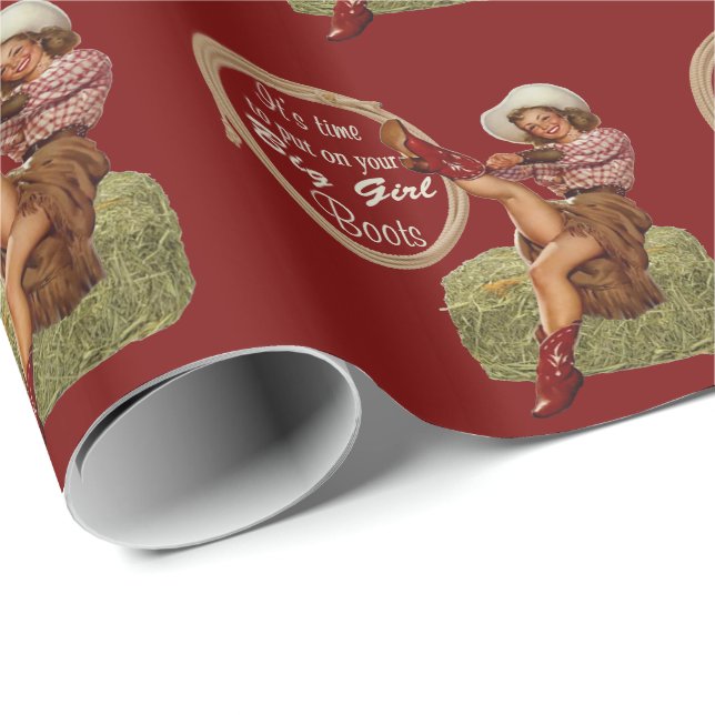 Papier Cadeau La cow-girl vous a mis dessus de grandes bottes (Coin rond)