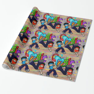 Papier Cadeau La danse de hip hop badine l'arrière - plan de mur