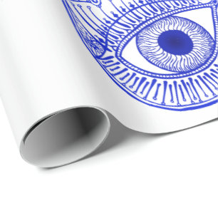 Papier Cadeau La défense de main bleue de Hamsa/oeil