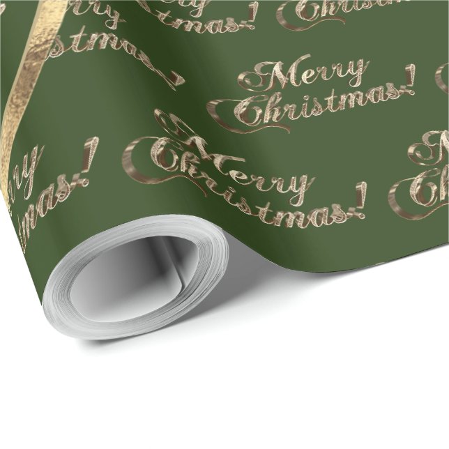 Papier Cadeau La famille Johnson Green Faux Gold (Coin rond)