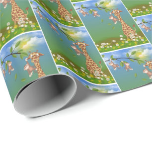 Papier Cadeau La faune de la jungle pour l'anniversaire des enfa