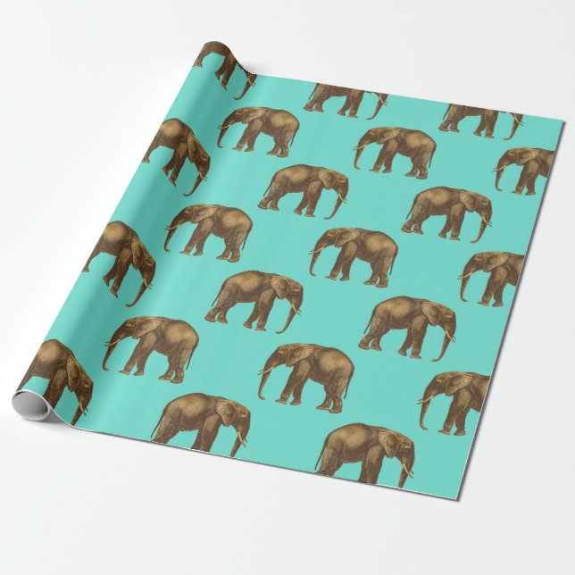 Papier Cadeau La faune des éléphants Safari (Déroulé)