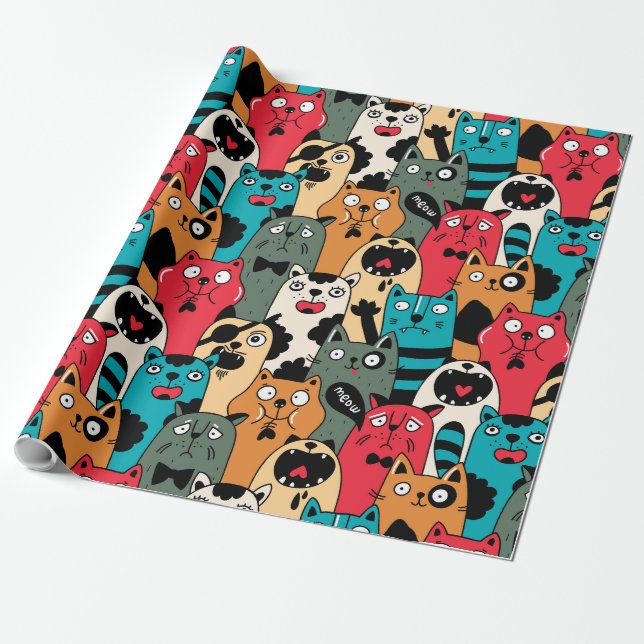 Papier Cadeau La foule des chats (Déroulé)