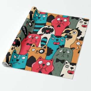 Papier Cadeau La foule des chats