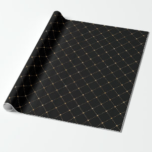 Papier Cadeau La géométrie pointille des carrés d'or de noir 