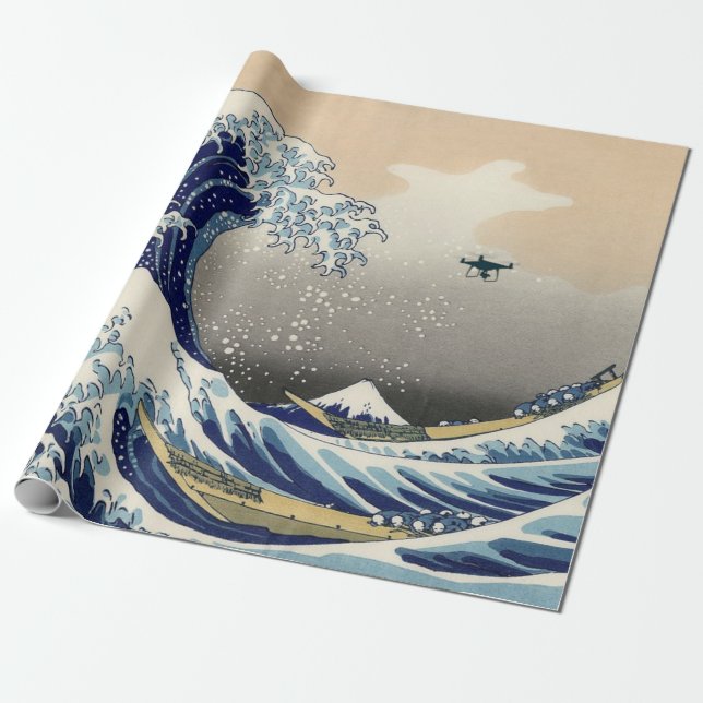 Papier Cadeau La Grande Vague De Drone Au Large De Kanagawa (Déroulé)
